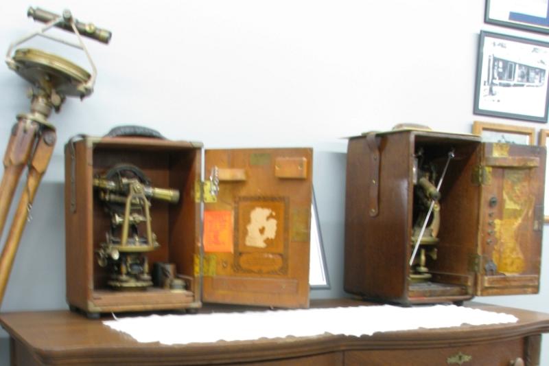 antique chest and survey equipment